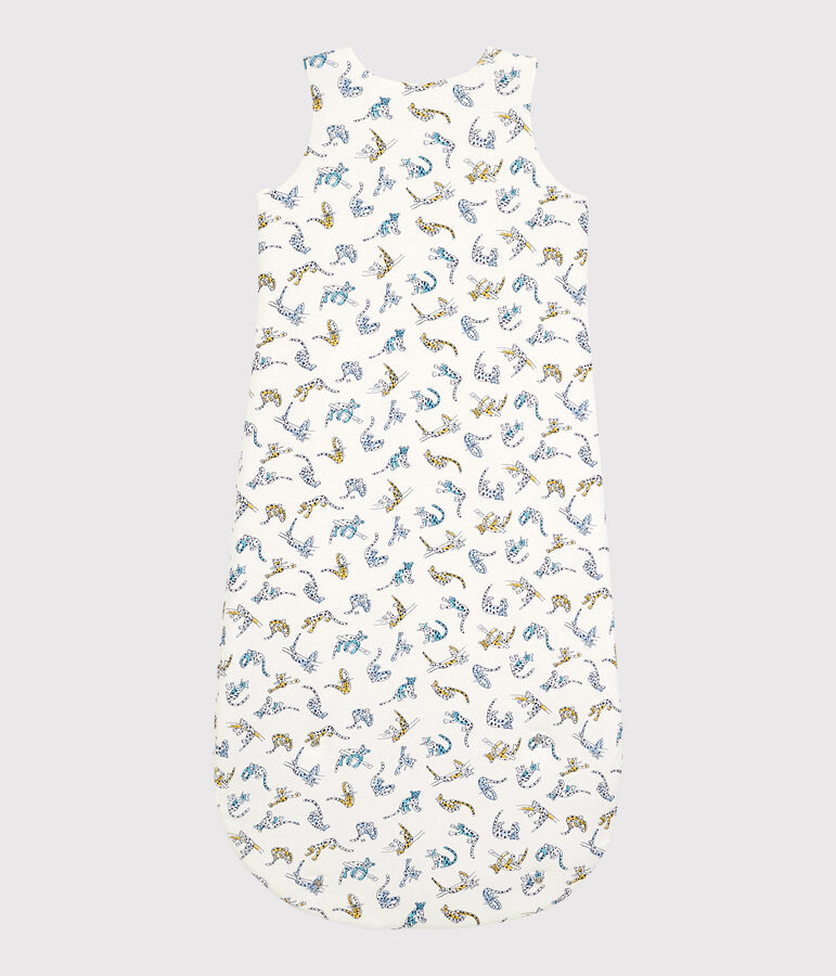 Trappelzak met panterprint van biologisch katoen wit/multicouleur