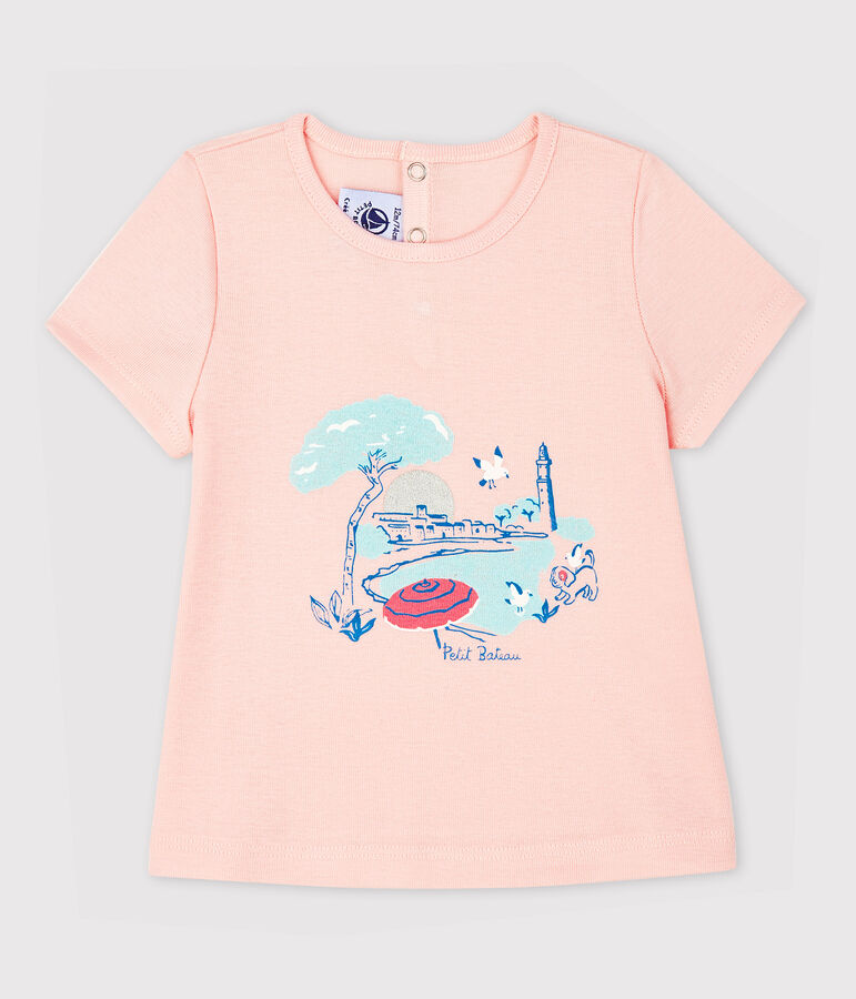 Blouse manches courtes avec col b&eacute;b&eacute; fille rose