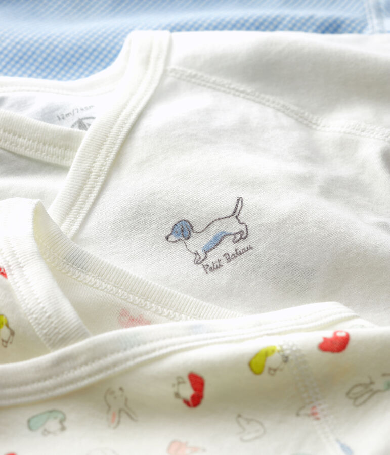 Lot de 3 bodies crois&eacute;s manches courtes b&eacute;b&eacute; en coton biologique multicouleur