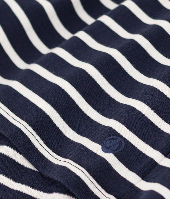 LE DROIT, katoenen T-shirt voor dames met V-hals blauw SMOKING/wit MARSHMALLOW