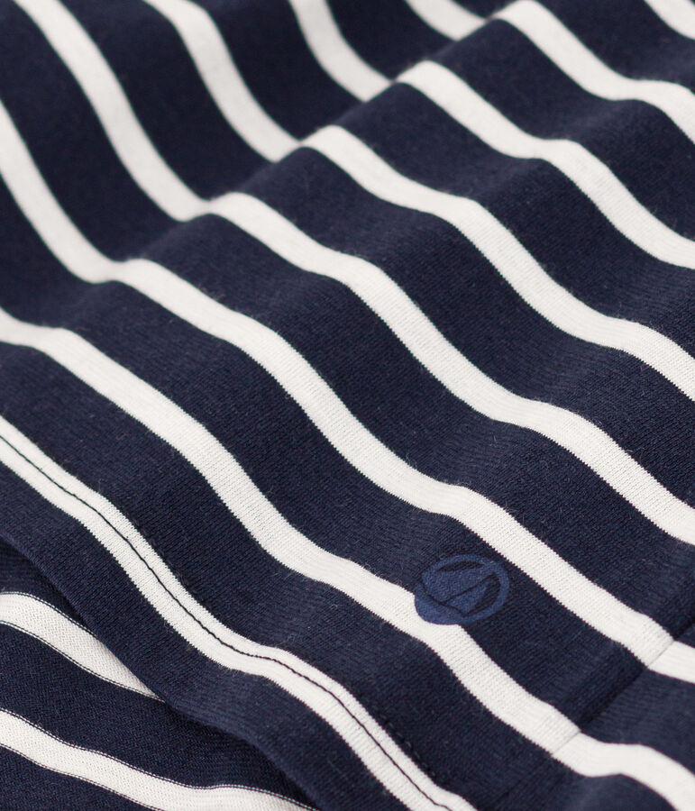 Tee-shirt LE DROIT col V en coton Femme bleu/blanc