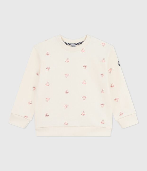 Sweatshirt enfant en coton imprim&eacute; rouge/rouge