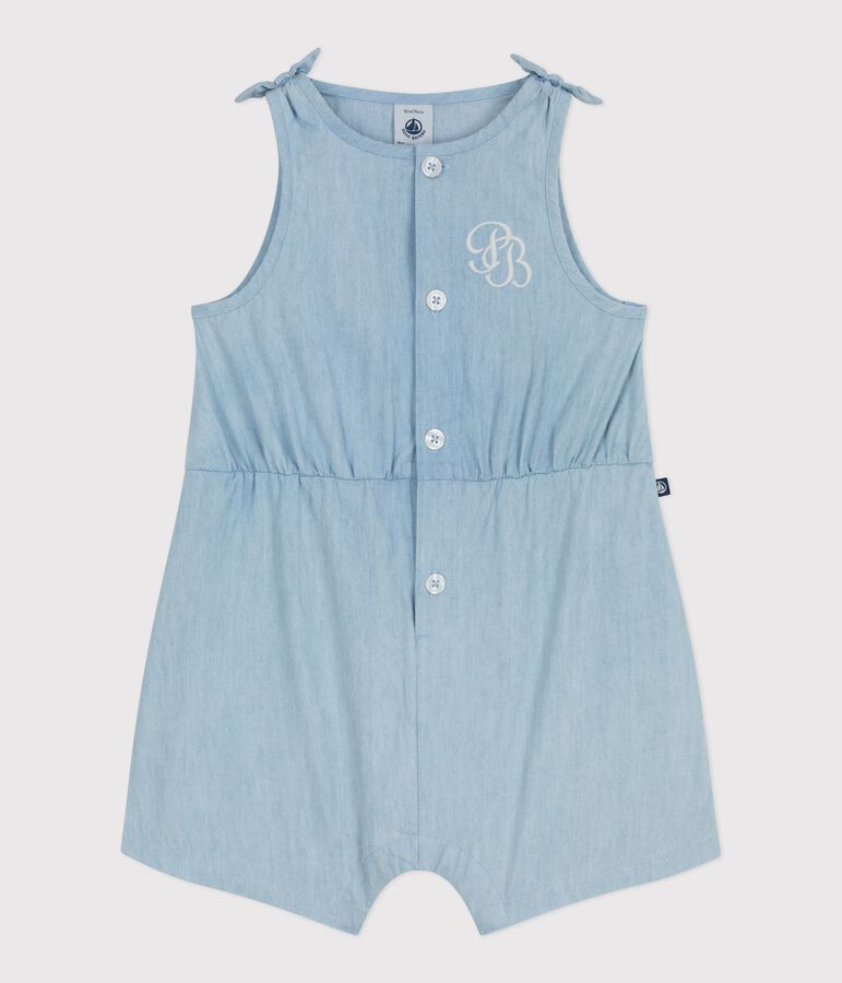 Combinaison courte b&eacute;b&eacute; en chambray bleu BLEU CLAIR