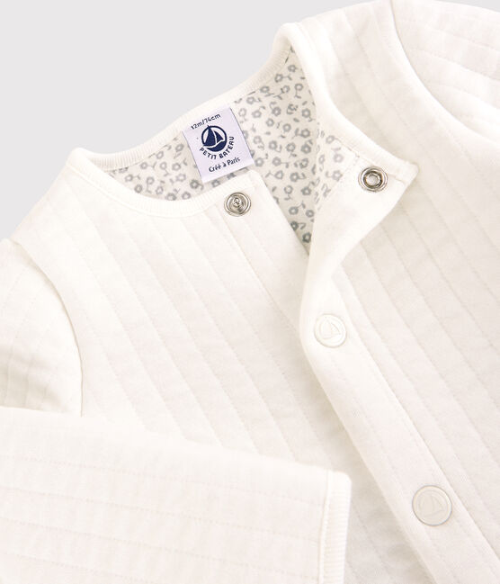 Vest in doorgestikte tubic voor baby's. wit MARSHMALLOW