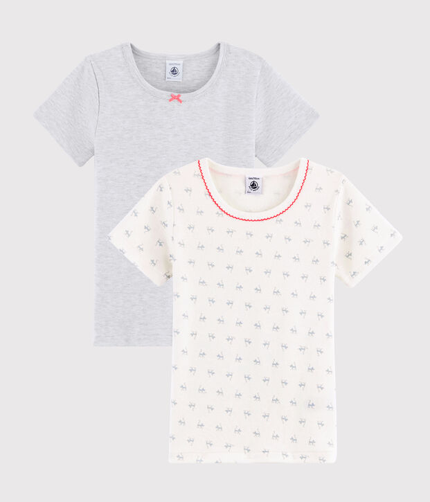 Set van twee T-shirts met korte mouwen voor meisjes met kattenprint multicouleur