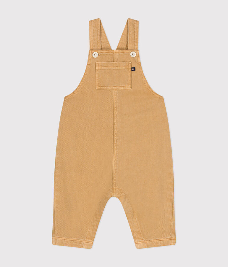 Salopette longue en denim de couleur b&eacute;b&eacute; beige