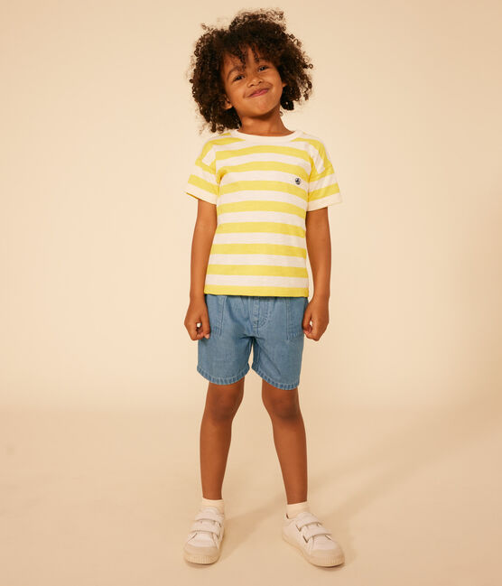 Tee-shirt rayé en jersey flammé enfant garçon jaune NECTAR/ AVALANCHE