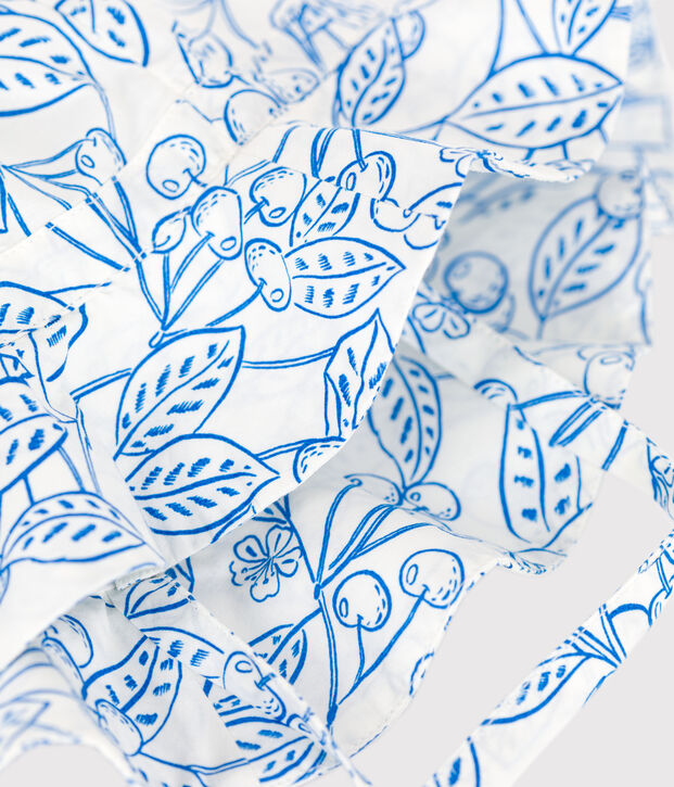 Bedrukt zonnehoedje in popeline voor babymeisjes blauw/blauw