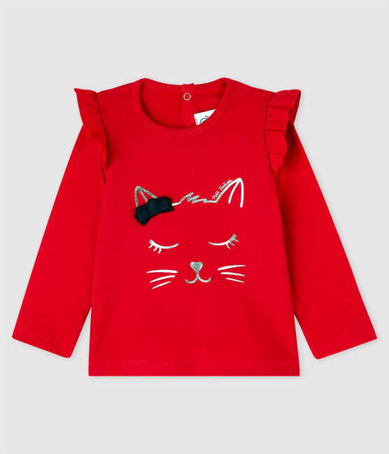 Blouse manches longues bébé fille rouge TERKUIT