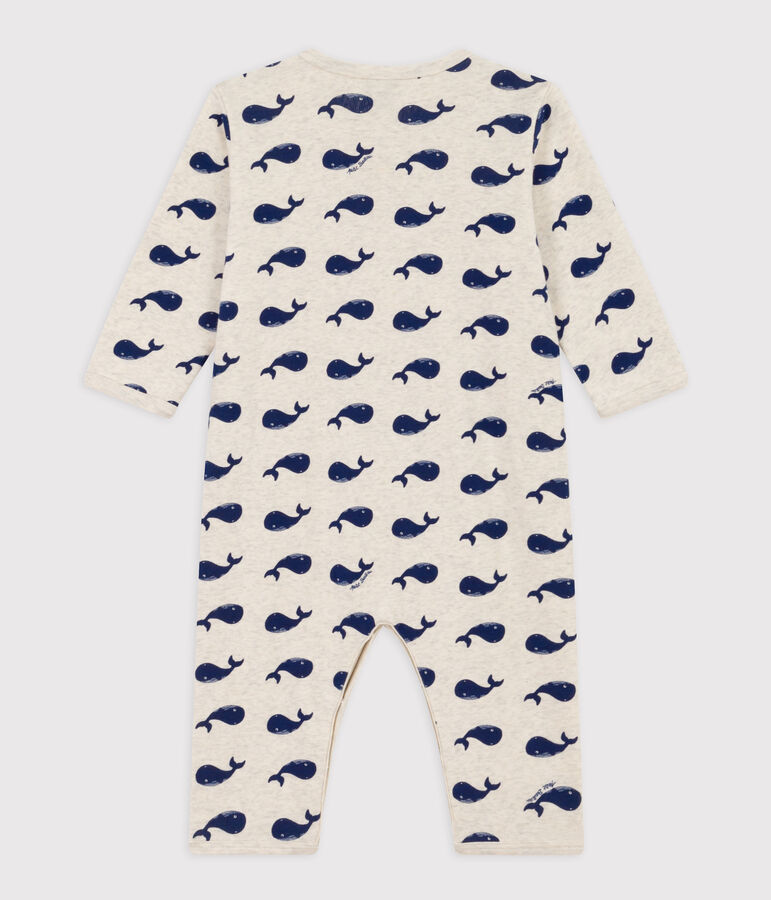 Pyjama b&eacute;b&eacute; sans pieds  en coton baleines marines beige/bleu