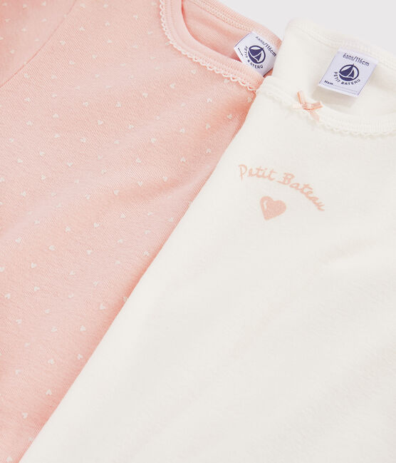 Set met 2 T-shirts lange mouwen meisjes met hartjes variante 1