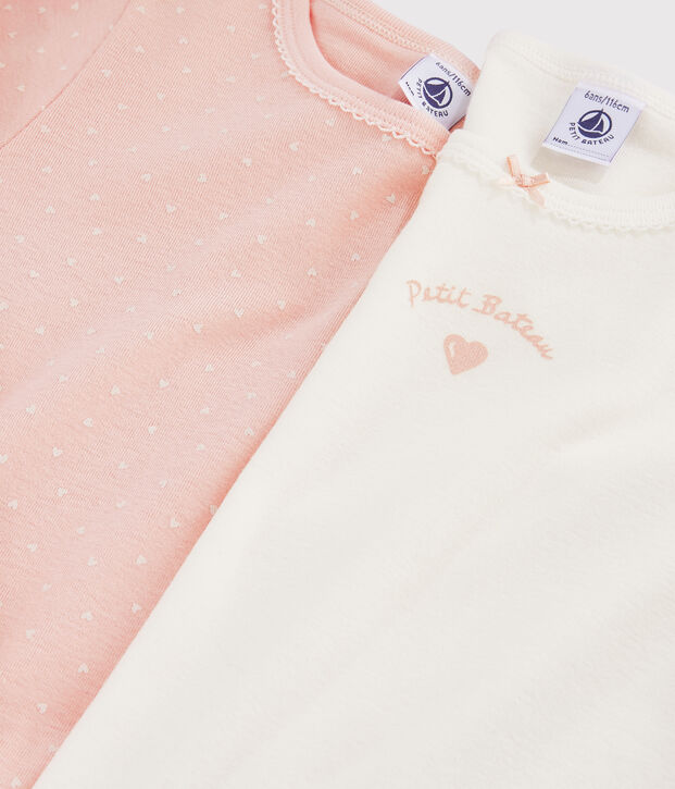 Lot de 2 tee-shirts manches longues coeurs petite fille multicouleur