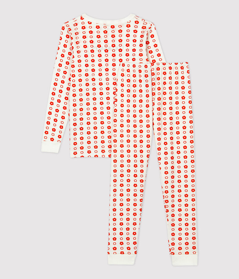 Snugfit jongens/meisjes pyjama met grafische print, van biologisch katoen wit/rood