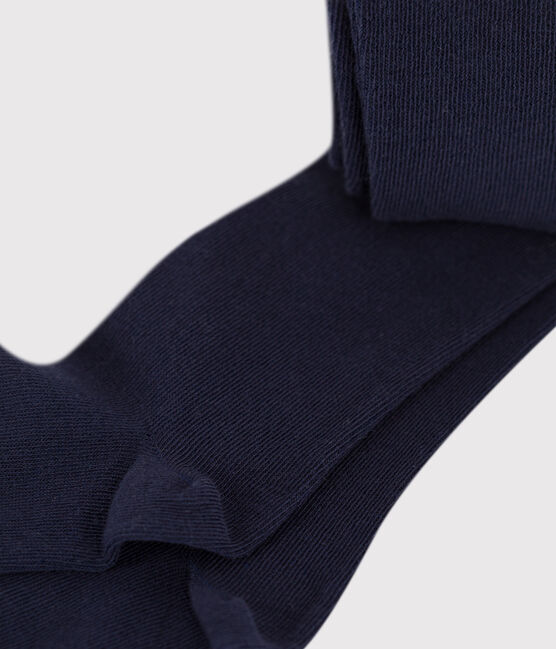 Effen meisjeskousenbroek in jersey blauw SMOKING