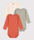 Lot de 3 bodies manches longues bébé en coton