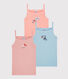 Set van 3 katoenen meisjesshirts met schouderbandjes en Parijs thema