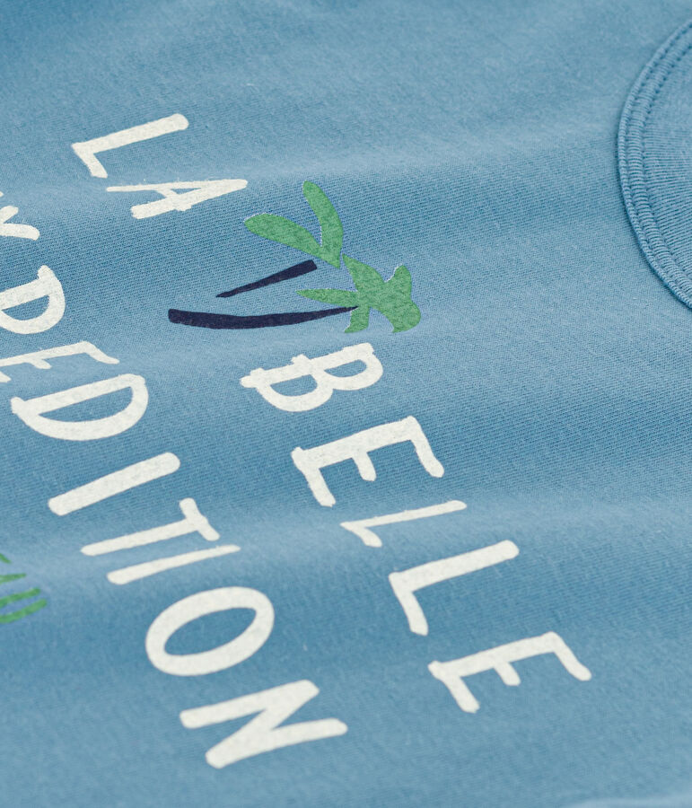 Tee-shirt manches courtes en coton enfant gar&ccedil;on bleu