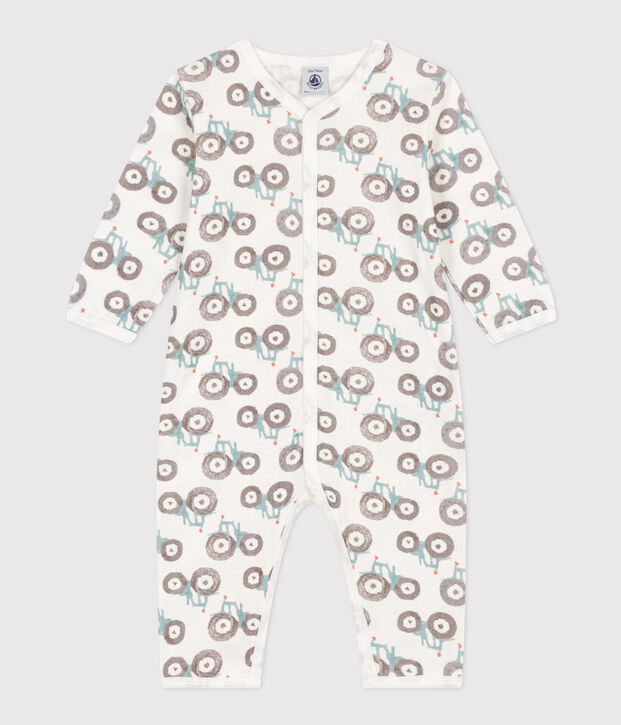 Katoenen babypyjama zonder voetjes wit/multicouleur