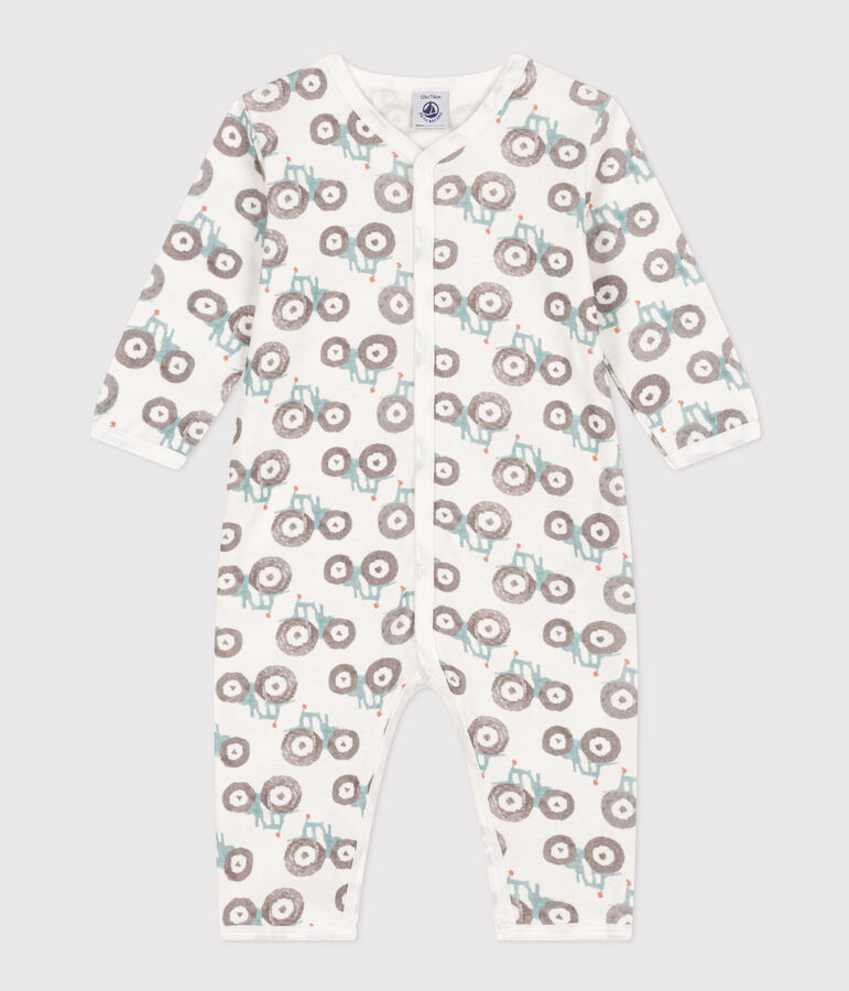 Pyjama b&eacute;b&eacute; sans pieds en coton blanc/multicouleur