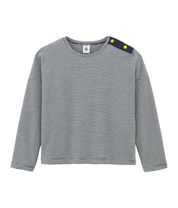 Tee-shirt &agrave; manches longues enfant fille bleu/blanc