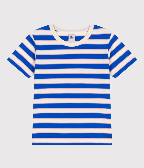 Katoenen kinder-T-shirt met korte mouw en streepjes wit AVALANCHE/ MULTICO