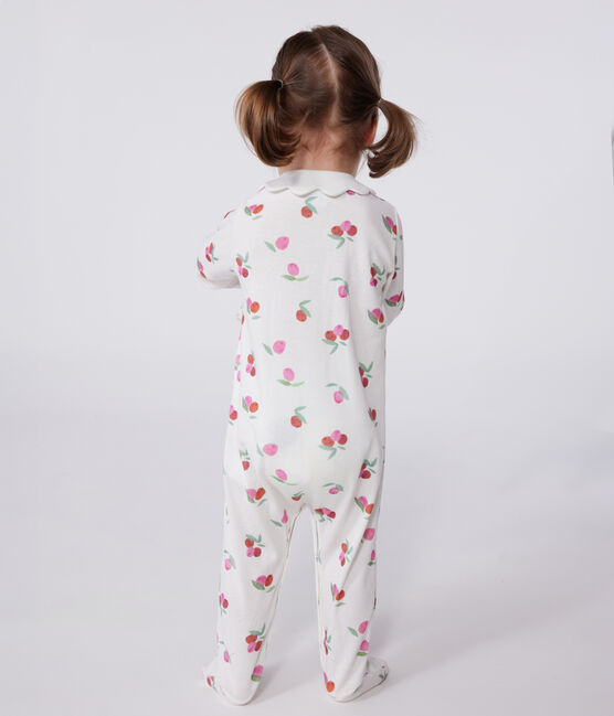 Pyjama bébé en coton avec col pétale fruits blanc MARSHMALLOW/blanc MULTICO