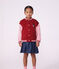 Veste teddy enfant en coton uni colorblock rouge