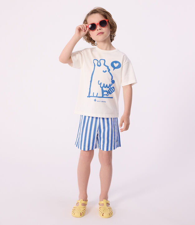 Gestreepte zwemshort voor kinderen blauw/wit