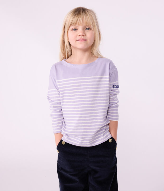 Marini&egrave;re enfant en coton violet/&eacute;cru