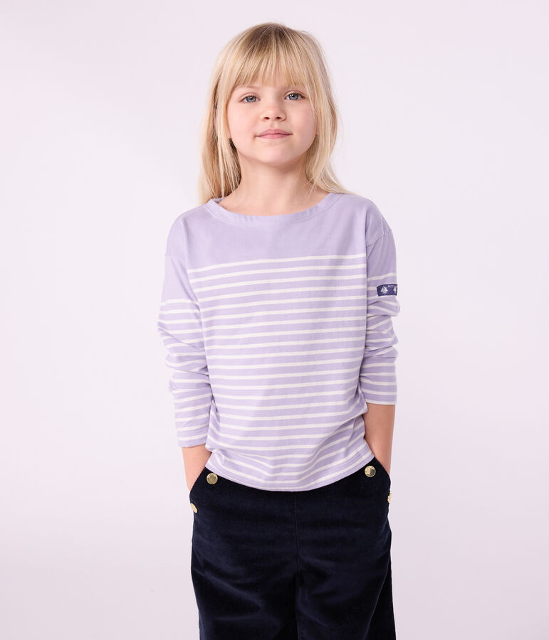 Marini&egrave;re enfant en coton violet/&eacute;cru