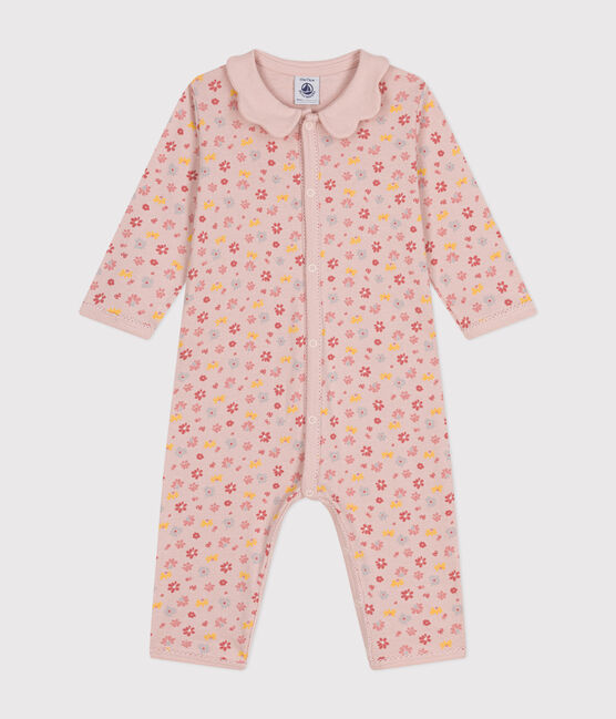 Pyjama sans pieds imprimé fleurs en coton bébé rose SALINE/blanc MULTICO