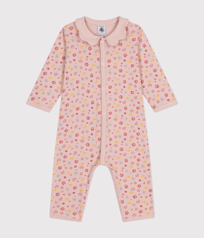 Pyjama sans pieds imprim&eacute; fleurs en coton b&eacute;b&eacute; rose/multicouleur