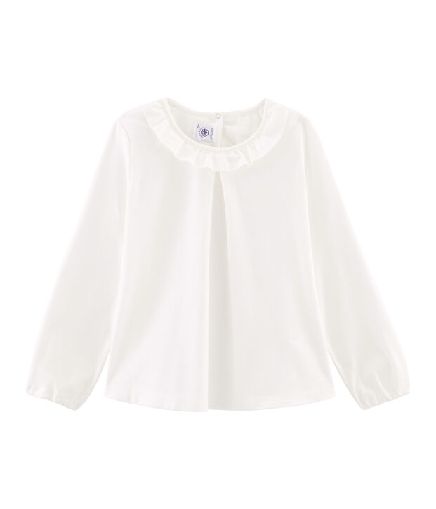 Tee shirt manches longues enfant fille blanc