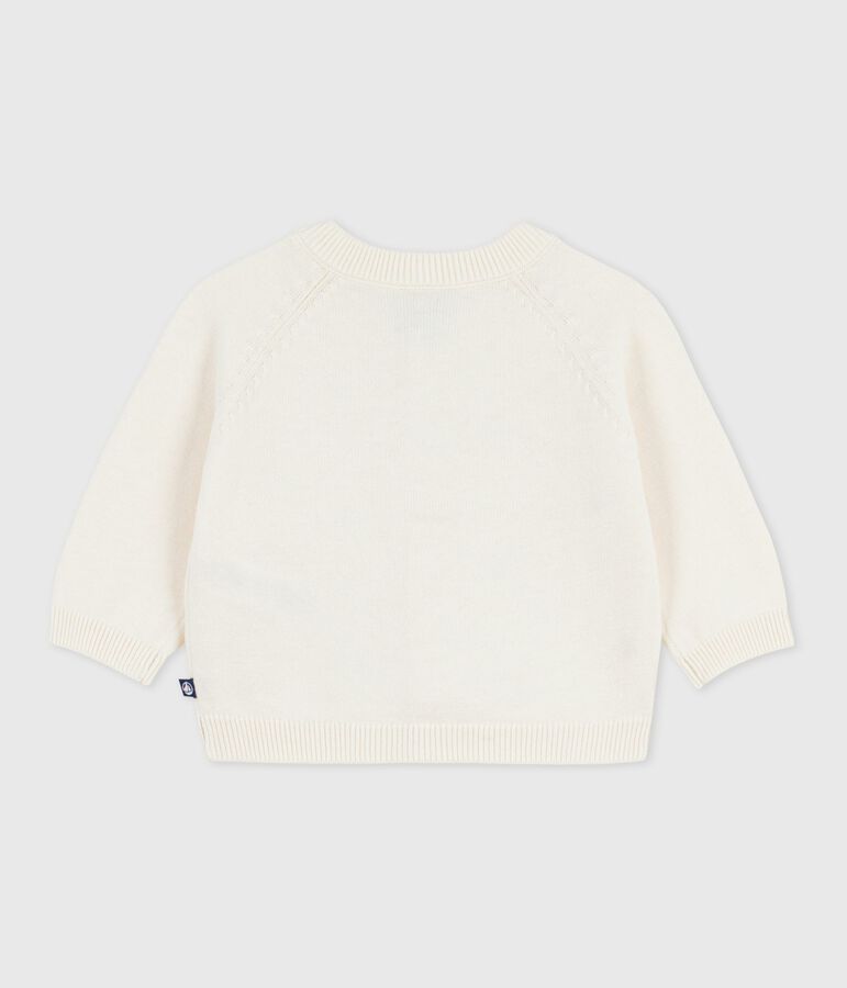 Babyvestje in gebreide wol en katoen met sterrenborduursel wit/grijs