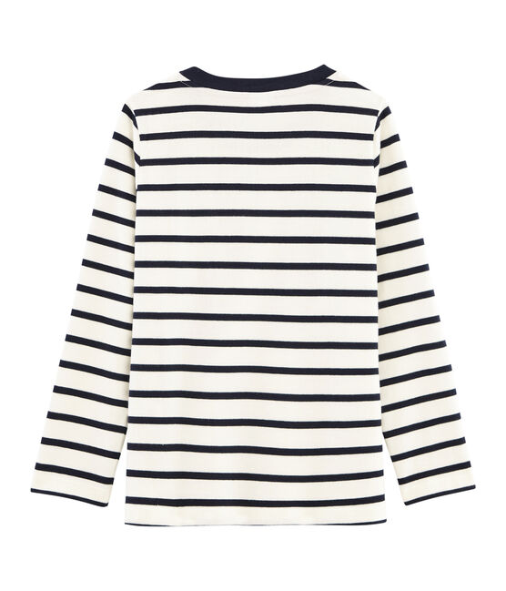 T-shirt met lange mouwen voor jongens wit MARSHMALLOW/blauw SMOKING