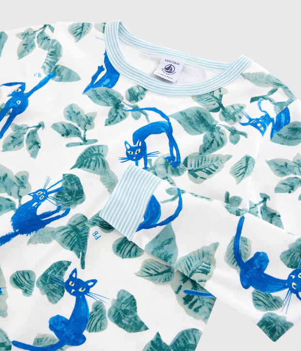 Katoenen snugfit pyjama met print voor kleine jongens wit/multicouleur