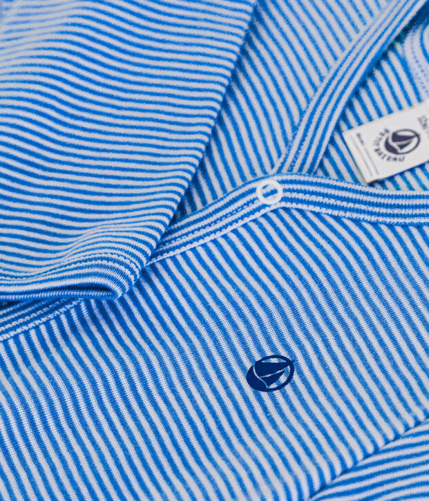 Pyjama &agrave; rayures en coton b&eacute;b&eacute; bleu/blanc