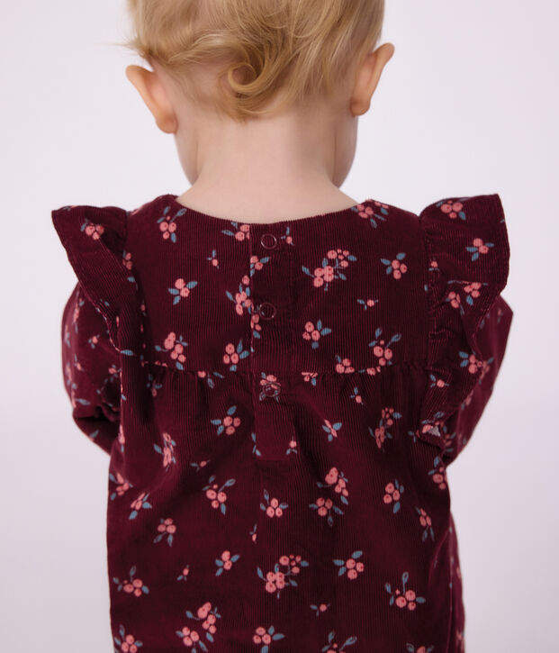 Blouse b&eacute;b&eacute; en velours manches longues imprim&eacute;e fleurs rouge/multicouleur