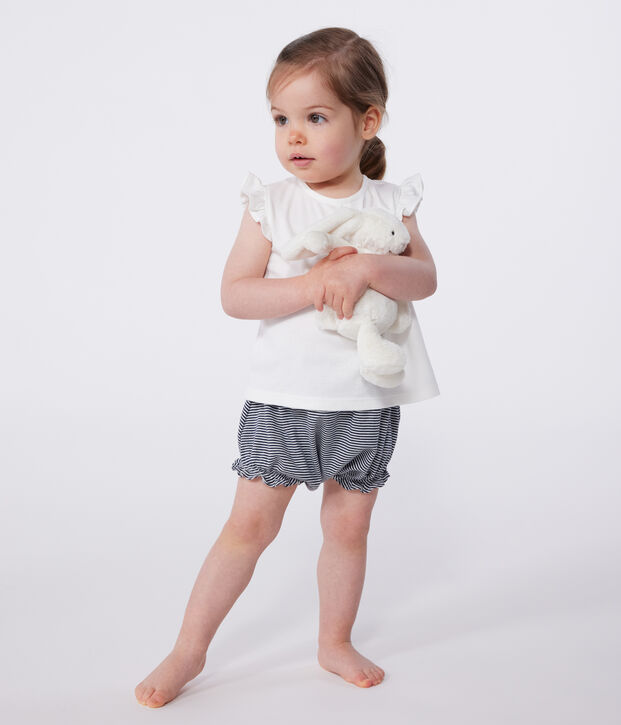 Blouse b&eacute;b&eacute; en coton sans manches blanc