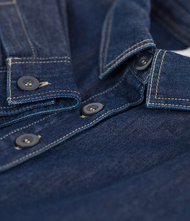 Meisjesjurk met lange mouwen in denim blauw
