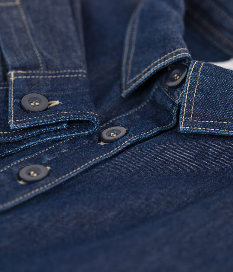 Meisjesjurk met lange mouwen in denim blauw