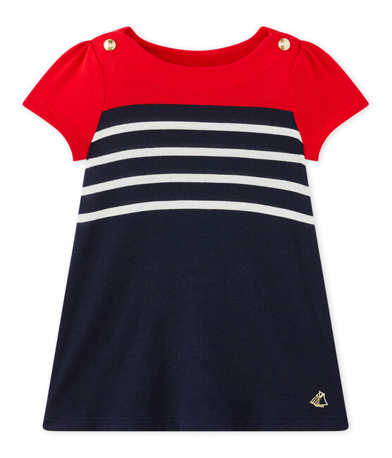 Robe bébé fille à rayures bleu SMOKING/blanc MULTICO