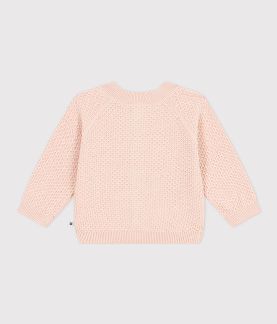 Cardigan en tricot de coton bébé rose SALINE
