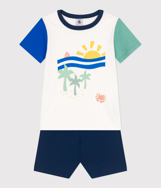 Pyjama short enfant en coton blanc MARSHMALLOW/blanc MULTICO