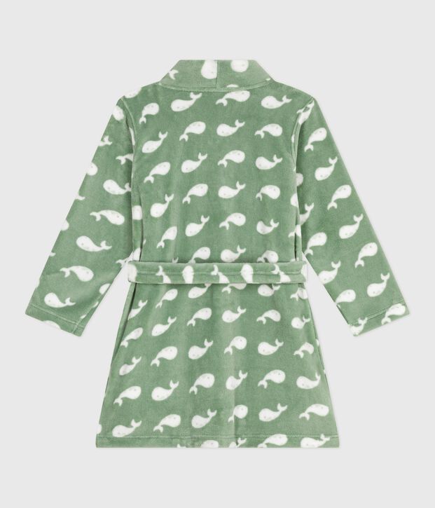Kamerjas van fleece met print voor kinderen groen/wit