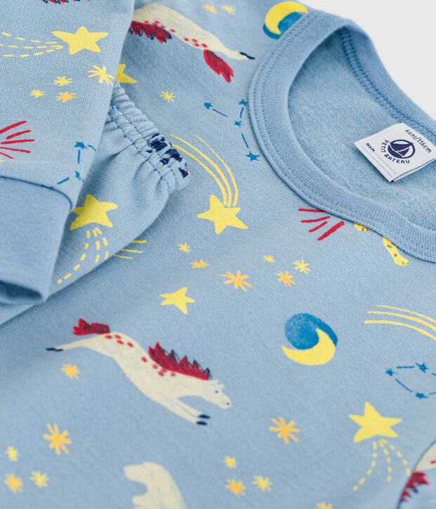 Kinderpyjama van fleece met print blauw/multicouleur