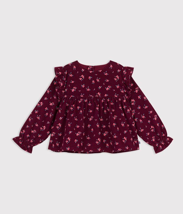 Katoenen kinderbloesje met lange mouwen en print rood/multicouleur