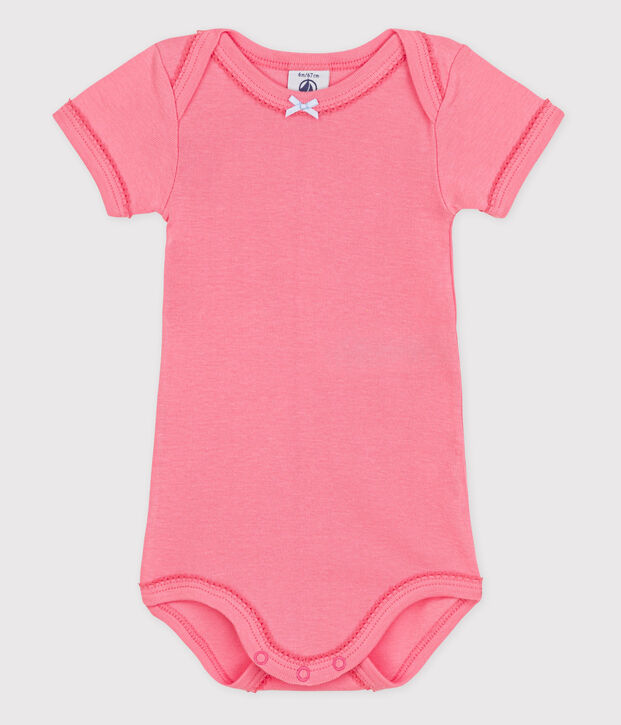 Babybody met korte mouwen roze