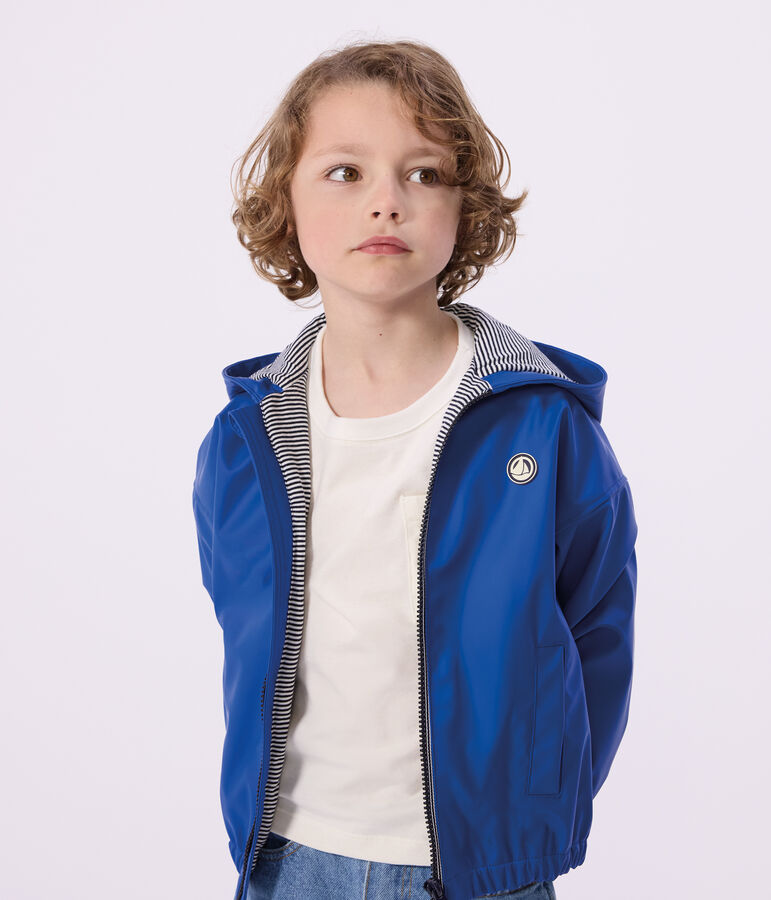 Blouson enfant en PU uni bleu