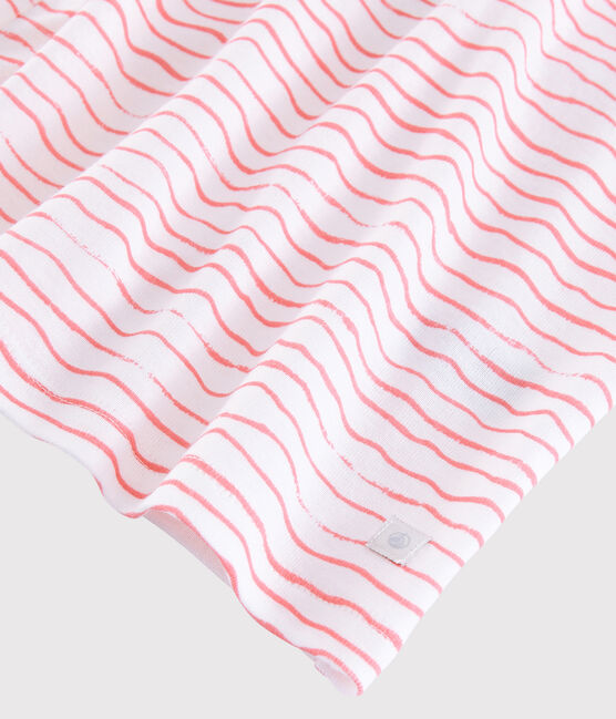Roze snugfit pyjama met golvenprint van katoen, voor kleine meisjes wit MARSHMALLOW/roze GRETEL